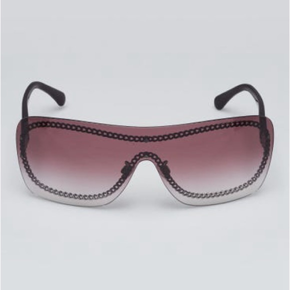 Chanel Burgundy Acetate Chain Shield Sunglasses - 4243 - Picture 3 of 6